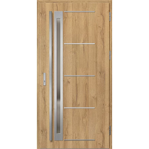 Ocelové vchodové dveře - TREBUR 7 - Dub Natur, Label Inox Ocelové vchodové dveře ERKADO - TREBUR 7 - Dub Natur, Label Inox