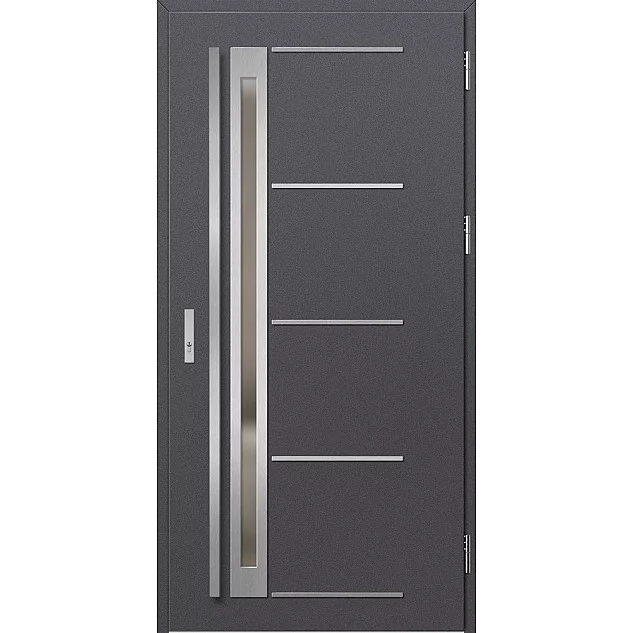 Ocelové vchodové dveře - TREBUR 7 - Hladký Antracit, Label Inox Ocelové vchodové dveře ERKADO - TREBUR 7 - Hladký Antracit, Label Inox