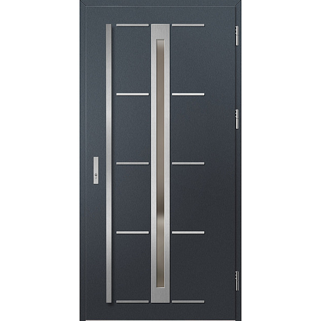 Ocelové vchodové dveře - TREBUR 8 - Antracit Struktura, Label Inox Ocelové vchodové dveře ERKADO - TREBUR 8 - Antracit Struktura, Label Inox