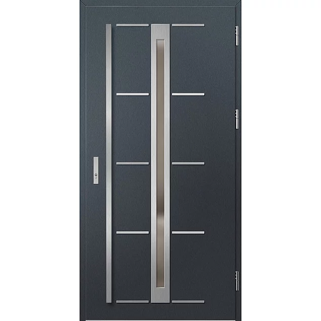 Ocelové vchodové dveře - TREBUR 8 - Antracit Struktura, Label Inox Ocelové vchodové dveře ERKADO - TREBUR 8 - Antracit Struktura, Label Inox