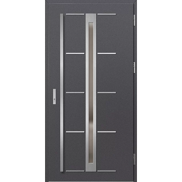 Ocelové vchodové dveře - TREBUR 8 - Hladký Antracit, Label Inox Ocelové vchodové dveře ERKADO - TREBUR 8 - Hladký Antracit, Label Inox