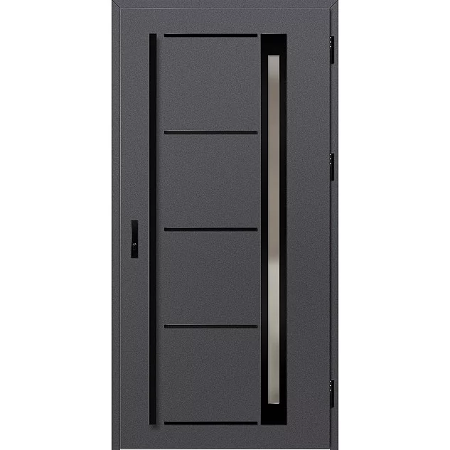 Ocelové vchodové dveře - TREBUR 9 - Hladký Antracit, Label Black Ocelové vchodové dveře ERKADO - TREBUR 9 - Hladký Antracit, Label Black