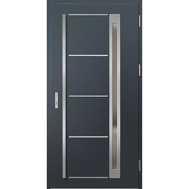Ocelové vchodové dveře - TREBUR 9 - Antracit Struktura, Label Inox Ocelové vchodové dveře ERKADO - TREBUR 9 - Antracit Struktura, Label Inox