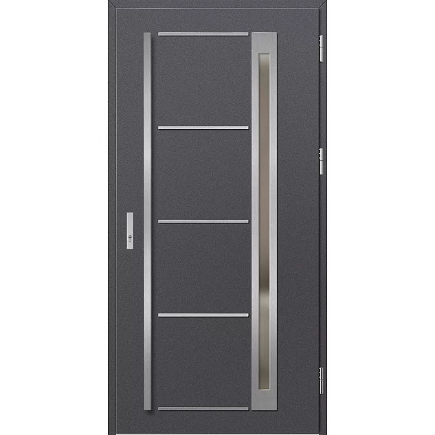 Ocelové vchodové dveře - TREBUR 9 - Hladký Antracit, Label Inox Ocelové vchodové dveře ERKADO - TREBUR 9 - Hladký Antracit, Label Inox