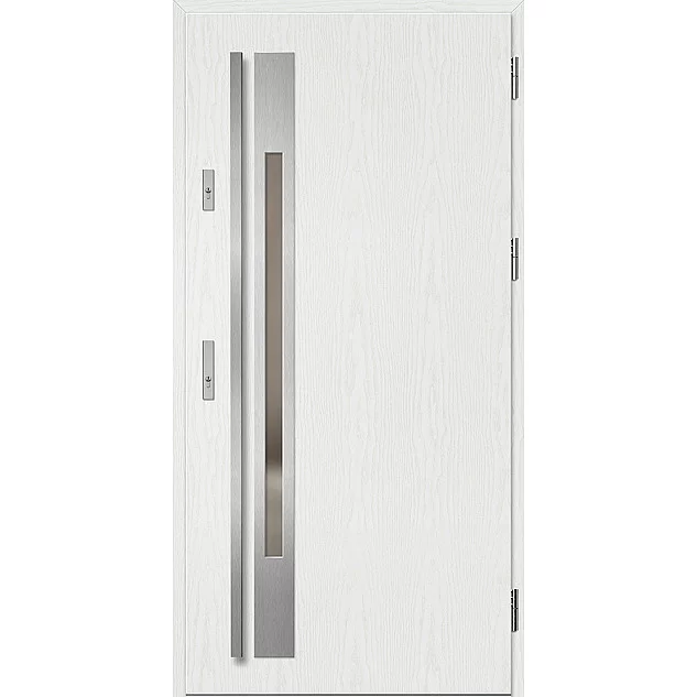 Ocelové vchodové dveře ERKADO - WELS 1 - Borovice Bílá, Label Inox