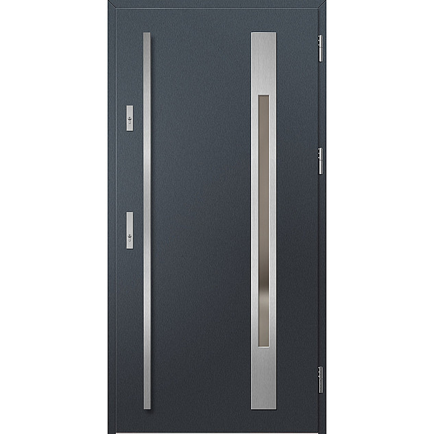 Ocelové vchodové dveře ERKADO - WELS 3 - Antracit Struktura, Label Inox