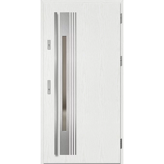 Ocelové vchodové dveře ERKADO - WELS 4 - Borovice Bílá, Label Inox