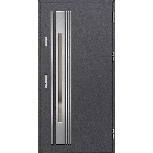Ocelové vchodové dveře ERKADO - WELS 4 - Hladký Antracit, Label Inox