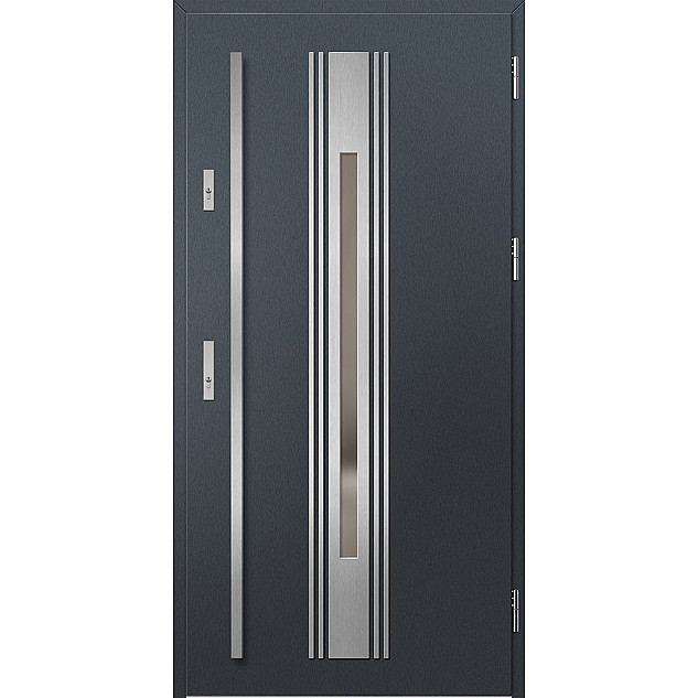 Ocelové vchodové dveře ERKADO - WELS 5 - Antracit Struktura, Label Inox