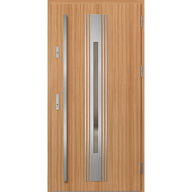 Ocelové vchodové dveře ERKADO - WELS 5 - Borovice horská, Label Inox