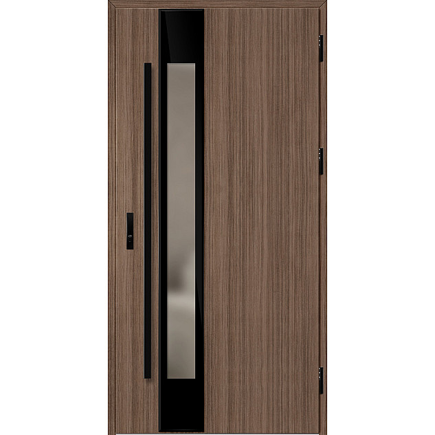 Ocelové vchodové dveře ERKADO - WIENER 2 - Dub střední hnědý, Label Diamound Glass