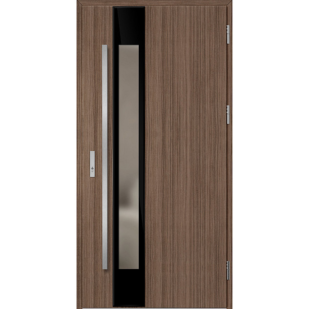 Ocelové vchodové dveře ERKADO - WIENER 2 - Dub střední hnědý, Label Diamound Glass