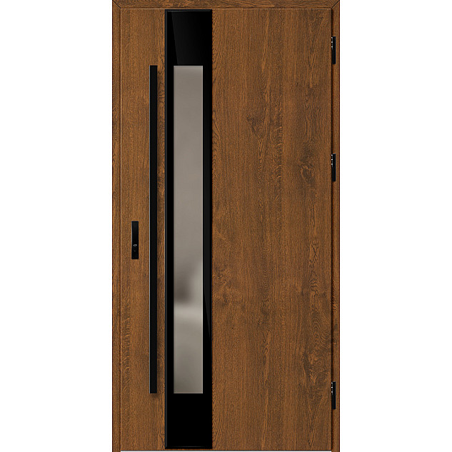 Ocelové vchodové dveře ERKADO - WIENER 2 - Ořech, Label Diamound Glass