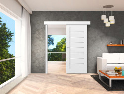 Posuvné dveře na stěnu KAMELIE (bílý 3D GREKO) - řada STILE