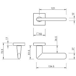 Klika TI-ELIPTICA-HR 3098Q 5S (Černá mat) - úzká rozeta 6 mm