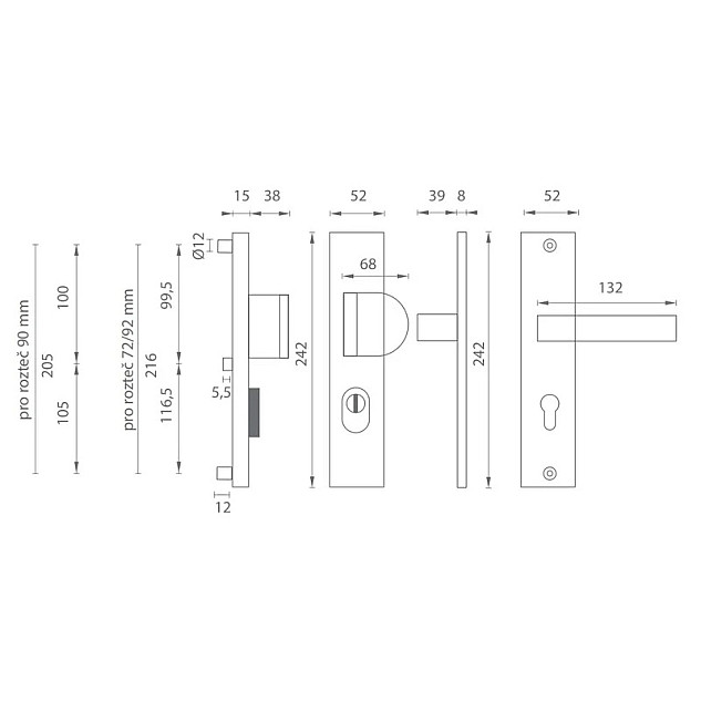 Bezpečnostní klika OMEGA2 PLUS - Schema Bezpečnostní klika OMEGA2 PLUS - Schema