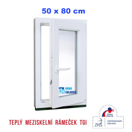 Plastové okno | 50 x 80 cm (500 x 800 mm) | bílé |otevíravé i sklopné | pravé Plastové okno | 50 x 80 cm (500 x 800 mm) | bílé |otevíravé i sklopné | pravé