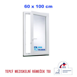 Plastové okno | 60 x 100 cm (600 x 1000 mm) | bílé |otevíravé i sklopné | pravé  Plastové okno | 60 x 100 cm (600 x 1000 mm) | bílé |otevíravé i sklopné | pravé