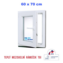 Plastové okno | 60x70 cm (600x700 mm) | bílé | otevíravé i sklopné | levé Plastové okno | 60x70 cm (600x700 mm) | bílé | otevíravé i sklopné | levé