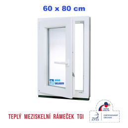 Plastové okno | 60x80 cm (600x800 mm) | bílé | otevíravé i sklopné | levé Plastové okno | 60x80 cm (600x800 mm) | bílé | otevíravé i sklopné | levé