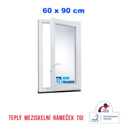 Plastové okno | 60 x 90 cm (600 x 900 mm) | bílé |otevíravé i sklopné | pravé Plastové okno | 60 x 90 cm (600 x 900 mm) | bílé |otevíravé i sklopné | pravé