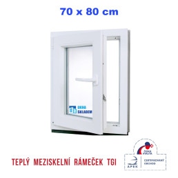 Plastové okno | 70x80 cm (700x800 mm) | bílé | otevíravé i sklopné | levé Plastové okno | 70x80 cm (700x800 mm) | bílé | otevíravé i sklopné | levé