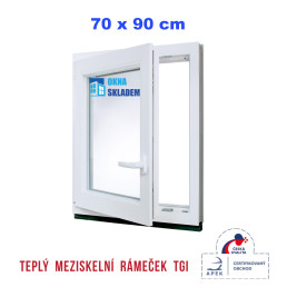 Plastové okno | 70x90 cm (700x900 mm) | bílé | otevíravé i sklopné | levé Plastové okno | 70x90 cm (700x900 mm) | bílé | otevíravé i sklopné | levé