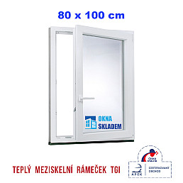 Plastové okno | 80 x 100 cm (800 x 1000 mm) | bílé |otevíravé i sklopné | pravé Plastové okno | 80 x 100 cm (800 x 1000 mm) | bílé |otevíravé i sklopné | pravé