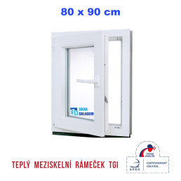 Plastové okno | 80x90 cm (800x900 mm) | bílé | otevíravé i sklopné | levé Plastové okno | 80x90 cm (800x900 mm) | bílé | otevíravé i sklopné | levé