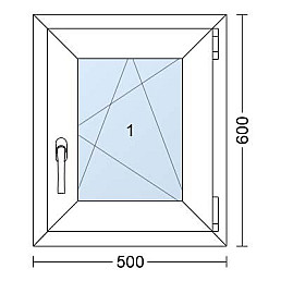 Plastové okno | 50 x 60 cm (500 x 600 mm) | Bílé / Antracit |otevíravé i sklopné | pravé Plastové okno | 50 x 60 cm (500 x 600 mm) | Bílé / Antracit |otevíravé i sklopné | pravé