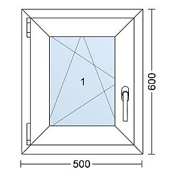 Plastové okno | 50 x 60 cm (500 x 600 mm) | Bílé / Antracit |otevíravé i sklopné | levé Plastové okno | 50 x 60 cm (500 x 600 mm) | Bílé / Antracit |otevíravé i sklopné | levé