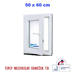 Plastové okno | 50 x 60 cm (500 x 600 mm) | Bílé / Antracit |otevíravé i sklopné | levé Plastové okno | 50 x 60 cm (500 x 600 mm) | Bílé / Antracit |otevíravé i sklopné | levé