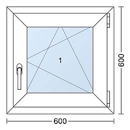 Plastové okno | 60 x 60 cm (600 x 600 mm) | Bílé / Antracit |otevíravé i sklopné | pravé Plastové okno | 60 x 60 cm (600 x 600 mm) | Bílé / Antracit |otevíravé i sklopné | pravé