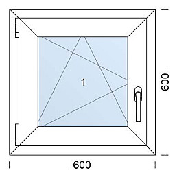 Plastové okno | 60 x 60 cm (600 x 600 mm) | Bílé / Antracit |otevíravé i sklopné | levé Plastové okno | 60 x 60 cm (600 x 600 mm) | Bílé / Antracit |otevíravé i sklopné | levé