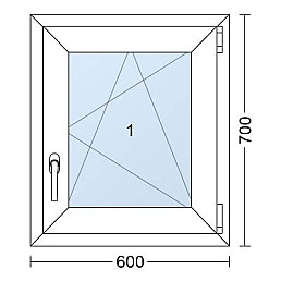 Plastové okno | 60 x 70 cm (600 x 700 mm) | Bílé / Antracit |otevíravé i sklopné | pravé Plastové okno | 60 x 70 cm (600 x 700 mm) | Bílé / Antracit |otevíravé i sklopné | pravé
