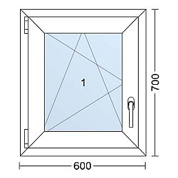 Plastové okno | 60 x 70 cm (600 x 700 mm) | Bílé / Antracit |otevíravé i sklopné | levé Plastové okno | 60 x 70 cm (600 x 700 mm) | Bílé / Antracit |otevíravé i sklopné | levé