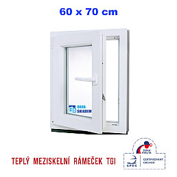 Plastové okno | 60 x 70 cm (600 x 700 mm) | Bílé / Antracit |otevíravé i sklopné | levé Plastové okno | 60 x 70 cm (600 x 700 mm) | Bílé / Antracit |otevíravé i sklopné | levé