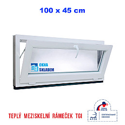 Plastové okno | 100 x 45 cm (1000 x 450 mm) | bílé | sklopné Plastové okno | 100 x 45 cm (1000 x 450 mm) | bílé | sklopné