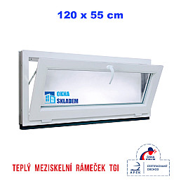 Plastové okno | 120 x 55 cm (1200 x 550 mm) | bílé | sklopné