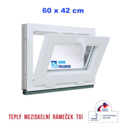 Plastové okno | 60 x 42 cm (600 x 420 mm) | bílé | sklopné Plastové okno | 60 x 42 cm (600 x 420 mm) | bílé | sklopné