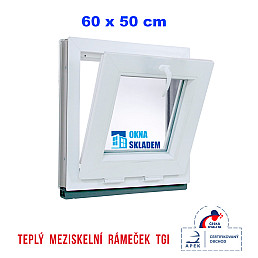 Plastové okno | 60 x 50 cm (600 x 500 mm) | bílé | sklopné Plastové okno | 60 x 50 cm (600 x 500 mm) | bílé | sklopné