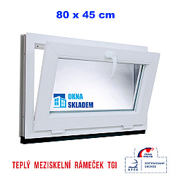 Plastové okno | 80 x 45 cm (800 x 450 mm) | bílé | sklopné Plastové okno | 80 x 45 cm (800 x 450 mm) | bílé | sklopné