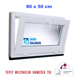 Plastové okno | 80 x 50 cm (800 x 500 mm) | bílé | sklopné Plastové okno | 80 x 50 cm (800 x 500 mm) | bílé | sklopné