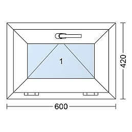 Plastové okno | 60 x 42 cm (600 x 420 mm) | Bílé / Antracit | sklopné Plastové okno | 60 x 42 cm (600 x 420 mm) | Bílé / Antracit | sklopné