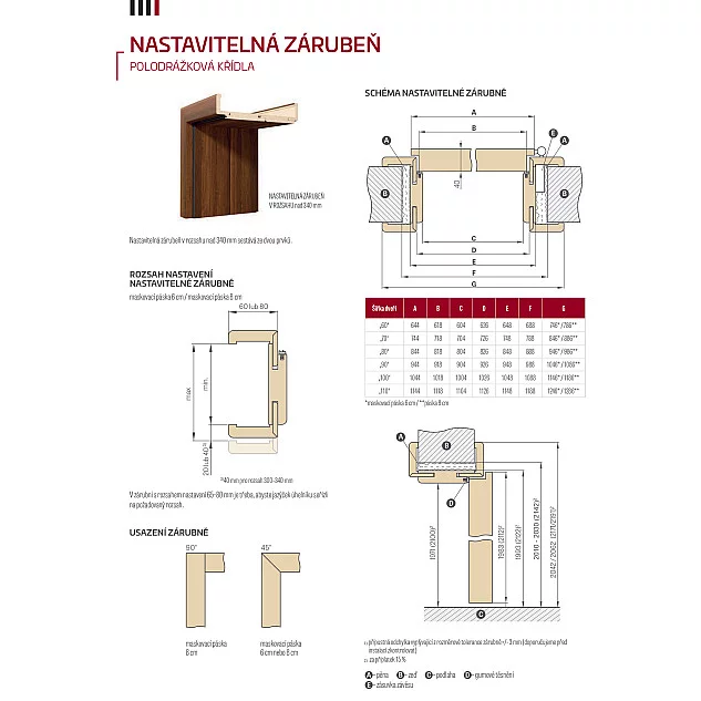 Obložkové zárubně falcové pro Řadu STANDARD, STILE, Lakované - 210 cm